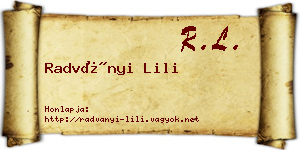 Radványi Lili névjegykártya