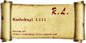 Radványi Lili névjegykártya